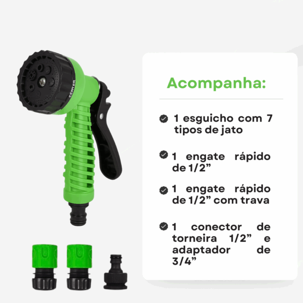 Esguicho Mangueira De Jardim 7 Funções Kit Engate Rápido - Imagem 7