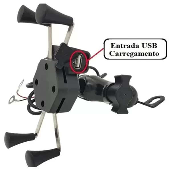 Suporte De Celular Universal Garra Com Carregador Para Moto - Imagem 2