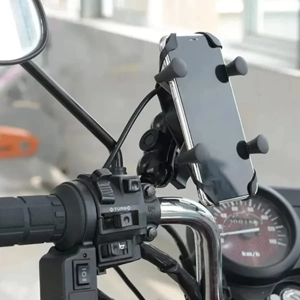 Suporte De Celular Universal Garra Com Carregador Para Moto - Imagem 5