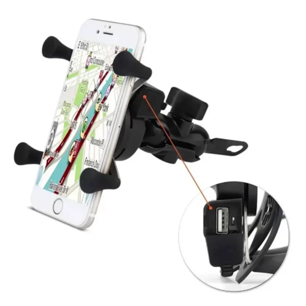 Suporte De Celular Universal Garra Com Carregador Para Moto - Imagem 8